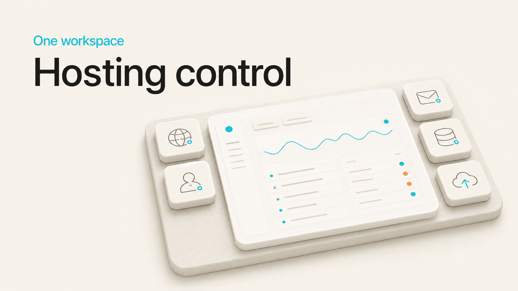 Synconix hosting control workspace with connected account and service modules
